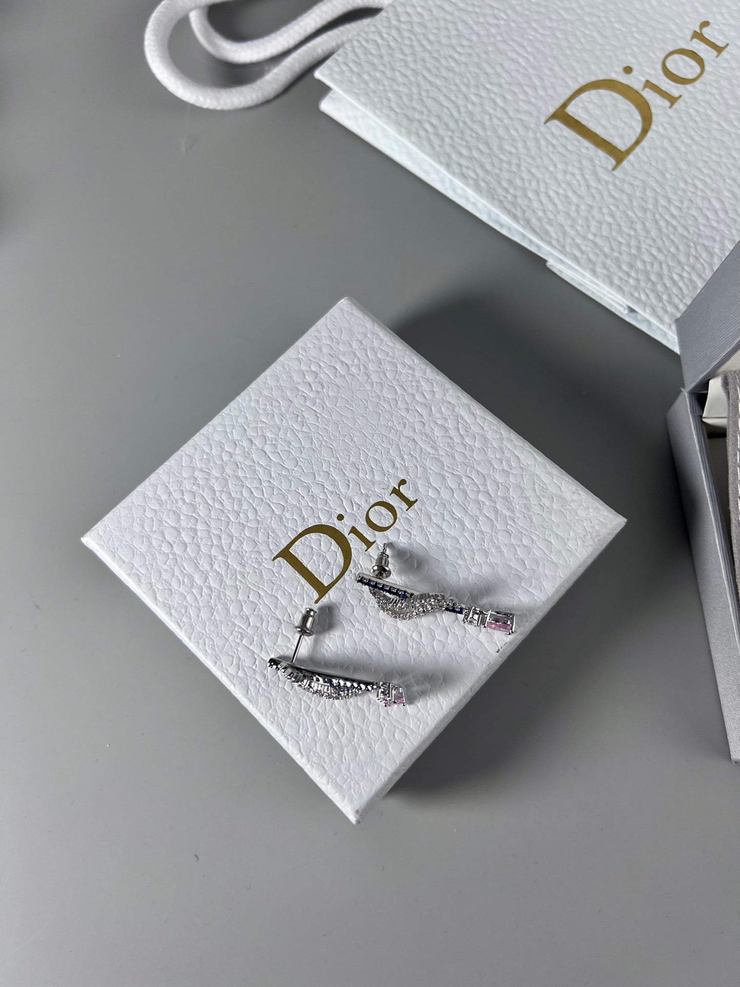 Dior Vintage Purple Crystal 18K Gold Earrings