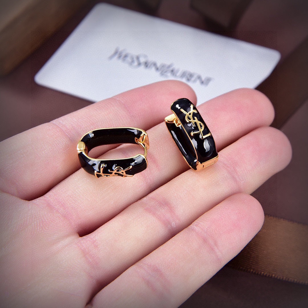 YSL Black 18K Gold Earrings