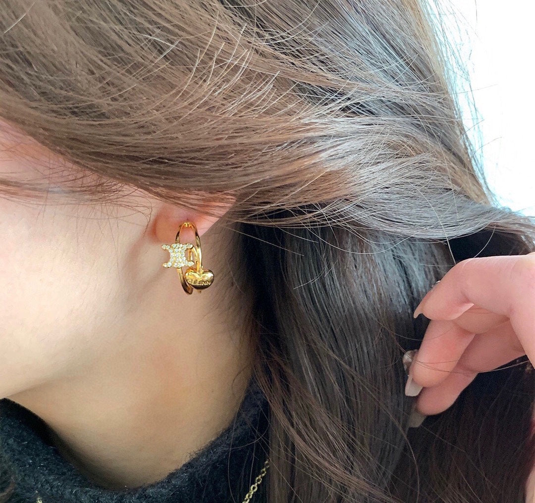 Celine Heart 18K Gold Earrings