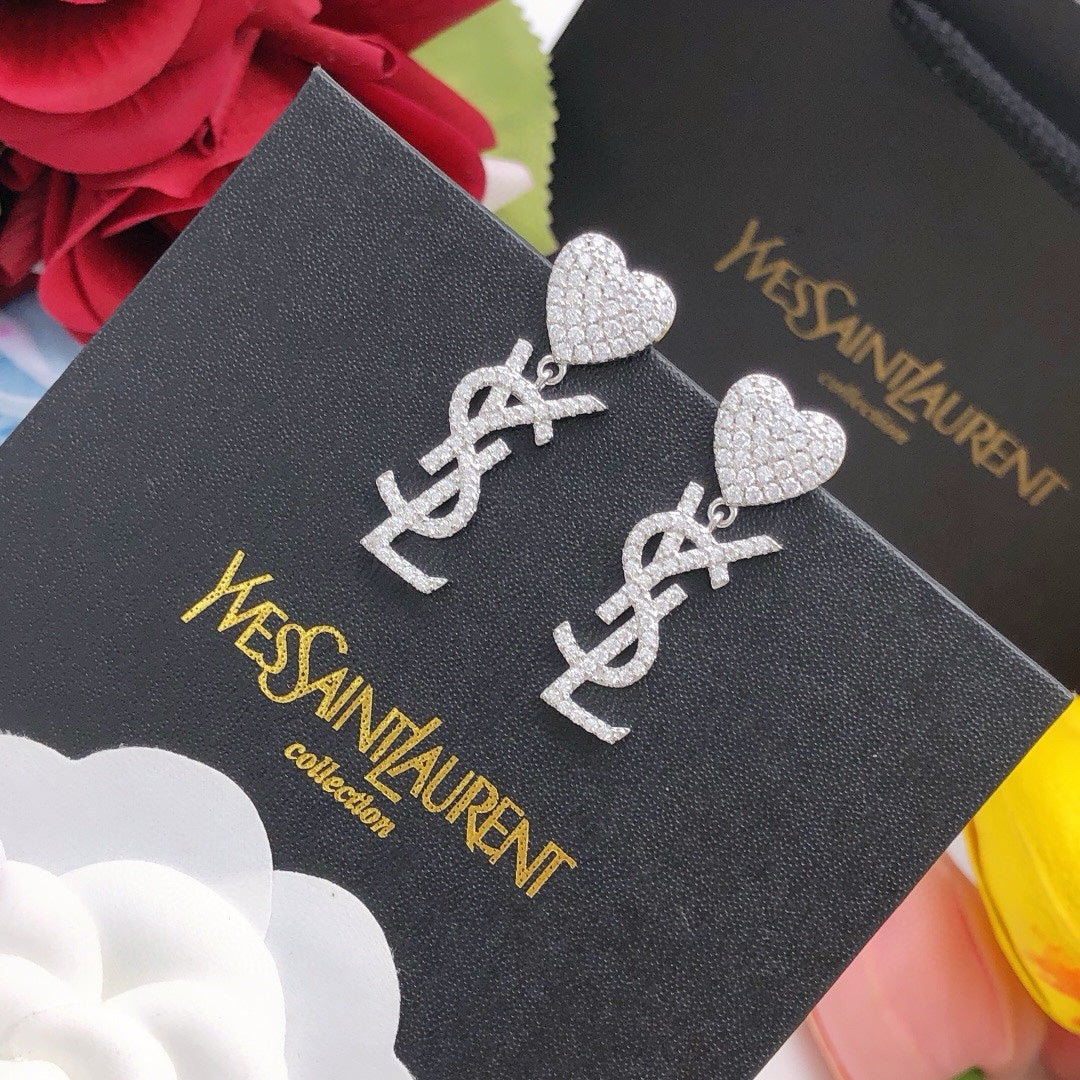 YSL Heart Diamonds 18K Gold Earrings