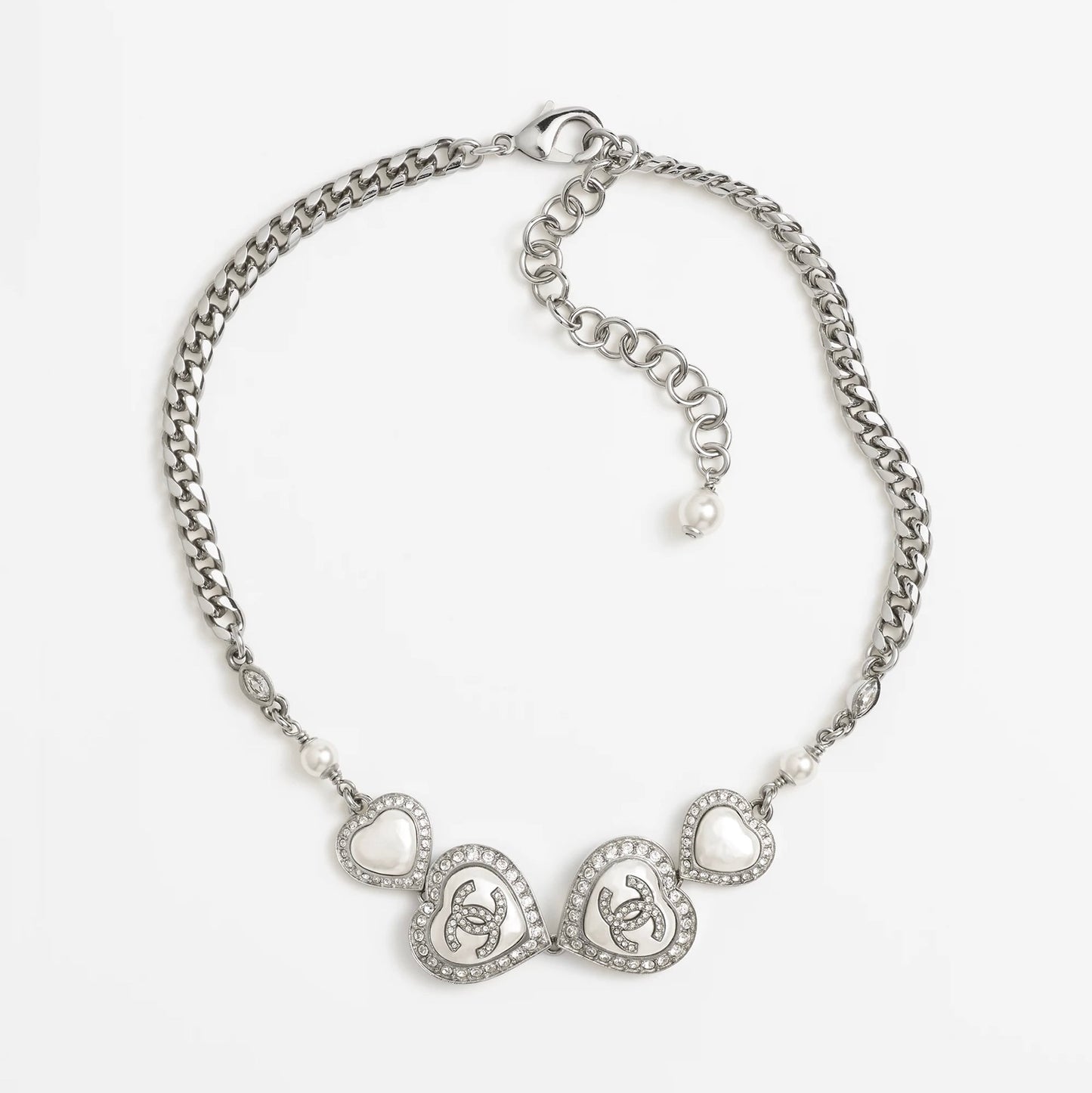 Chanel Heart Crystals 18K Gold Necklace