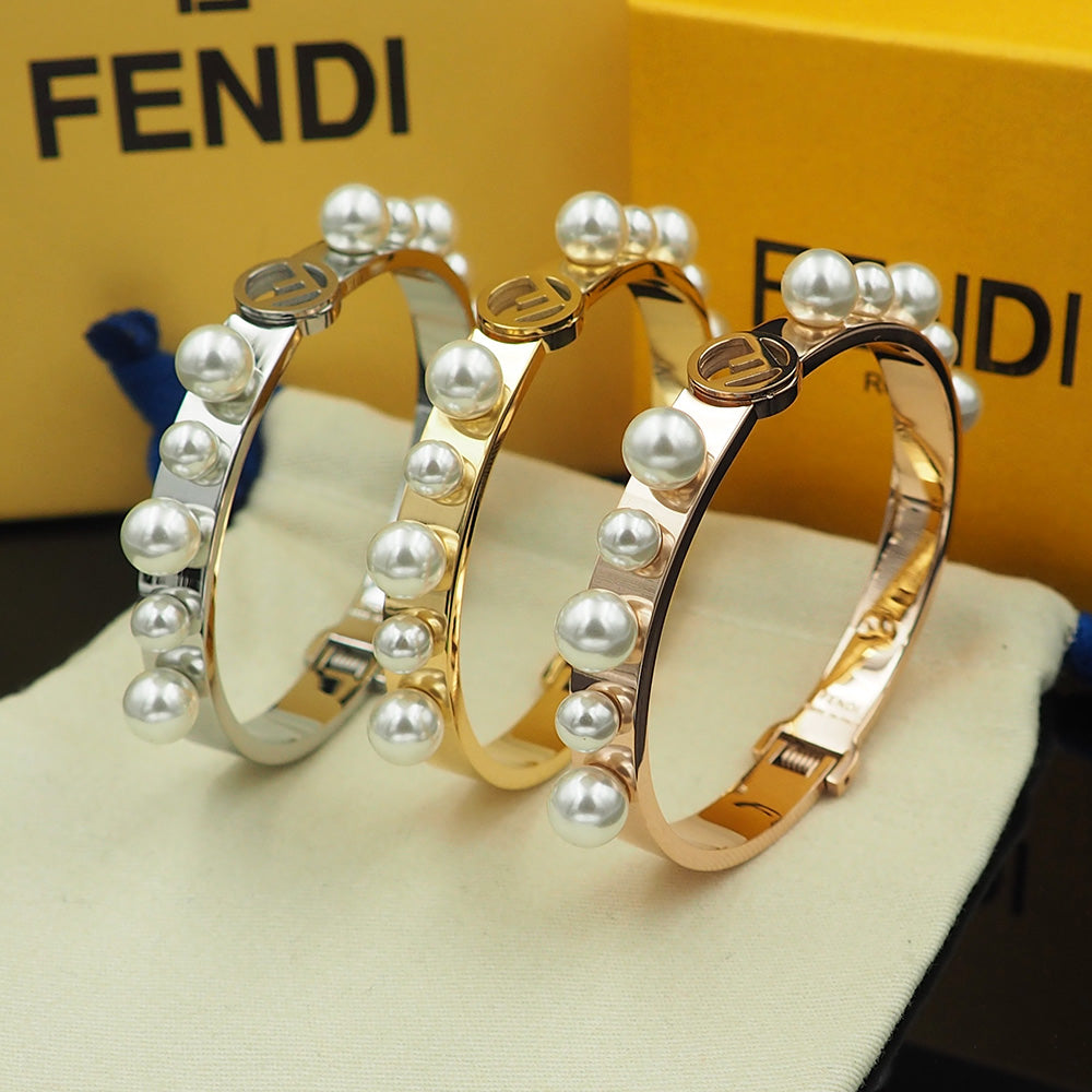 Fendi Pearls 18K Gold Bracelet