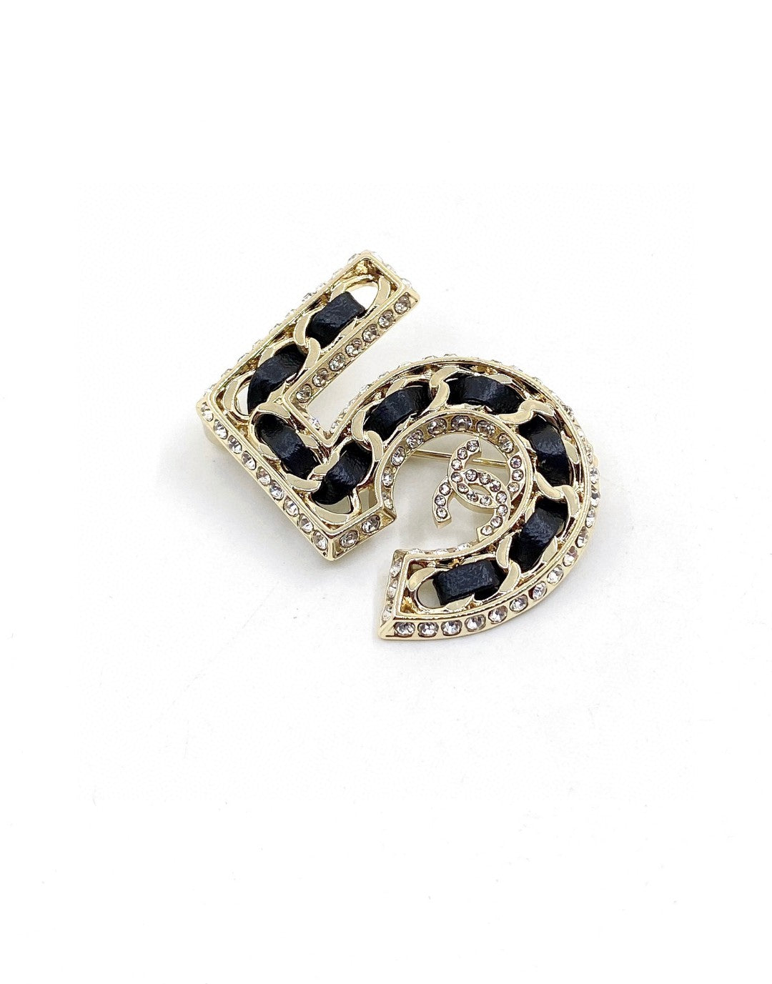Chanel No.5 Strass 18K Gold Brooch