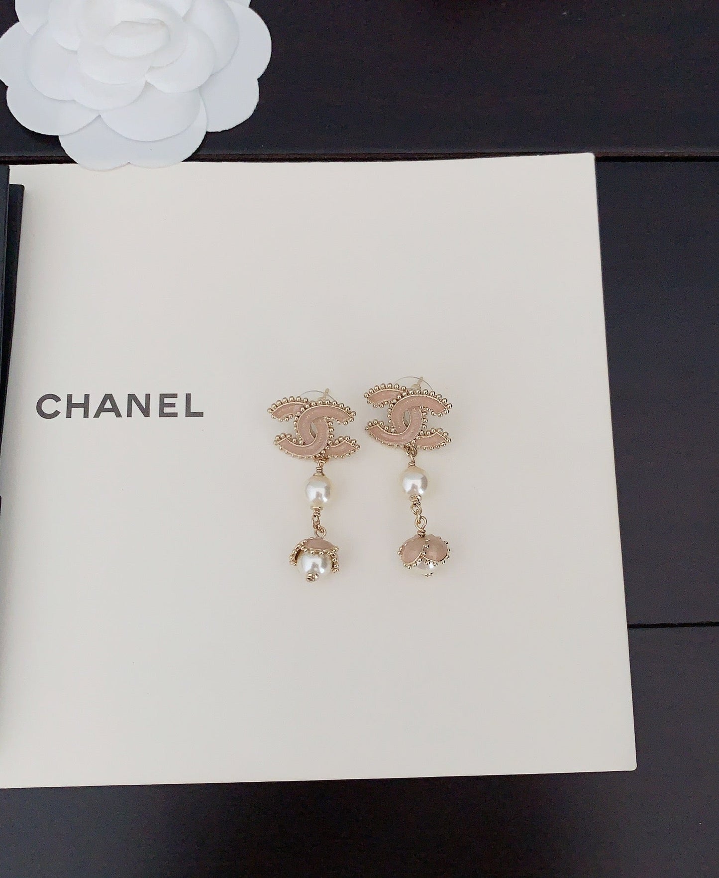 Chanel Pearl Crystals 18K Gold Earrings