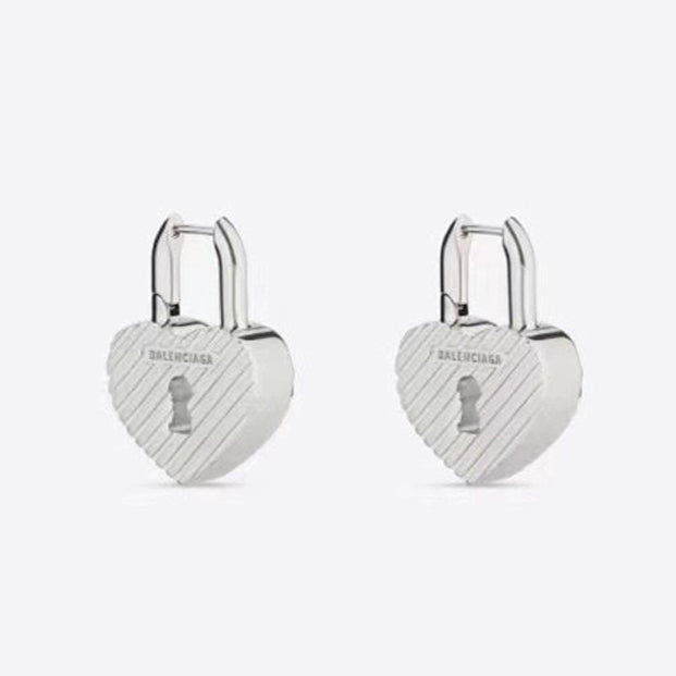 Balenciaga Hear Lock 18K Gold Earrings