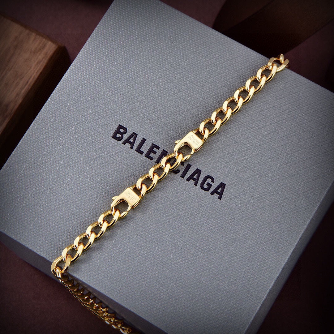 Balenciaga Icon Chain Diamonds 18K Gold Necklace