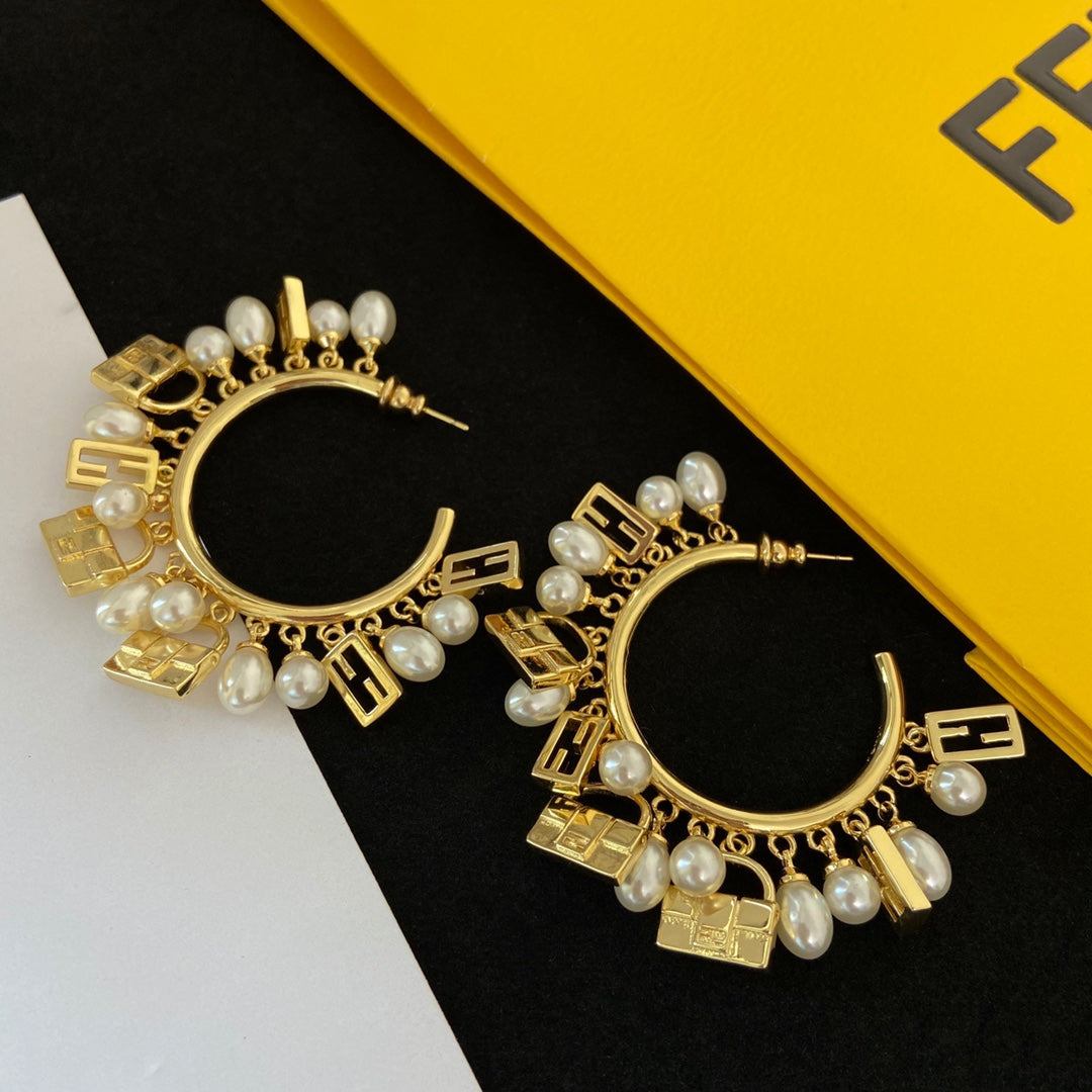 Fendi Pearls 18K Gold Earrings
