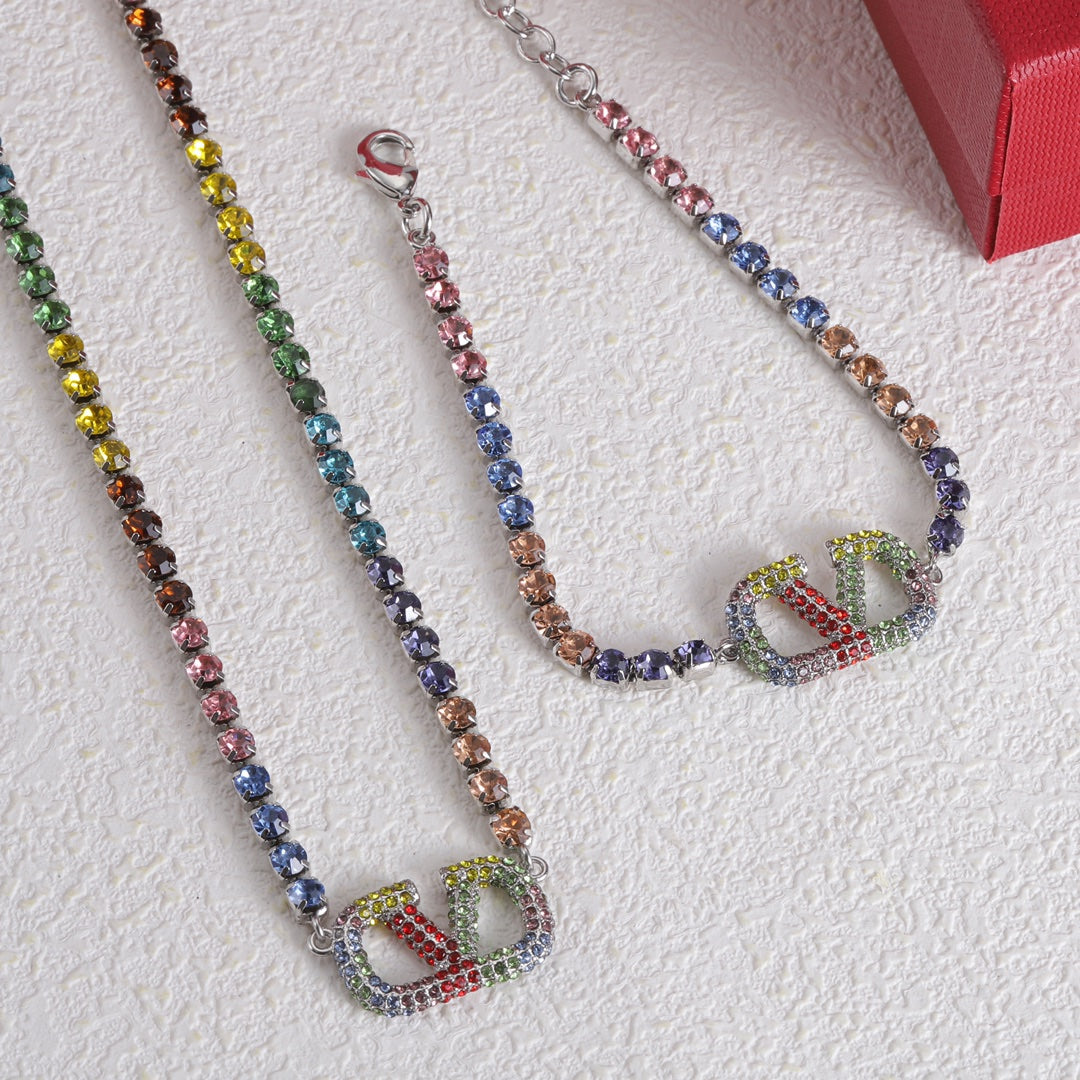 Valentino Multi-Color Crystals 18K Gold Necklace