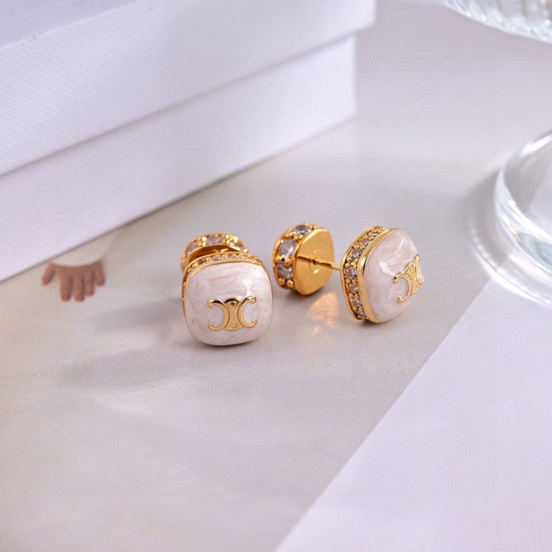 Celine Color Square 18K Gold Earrings