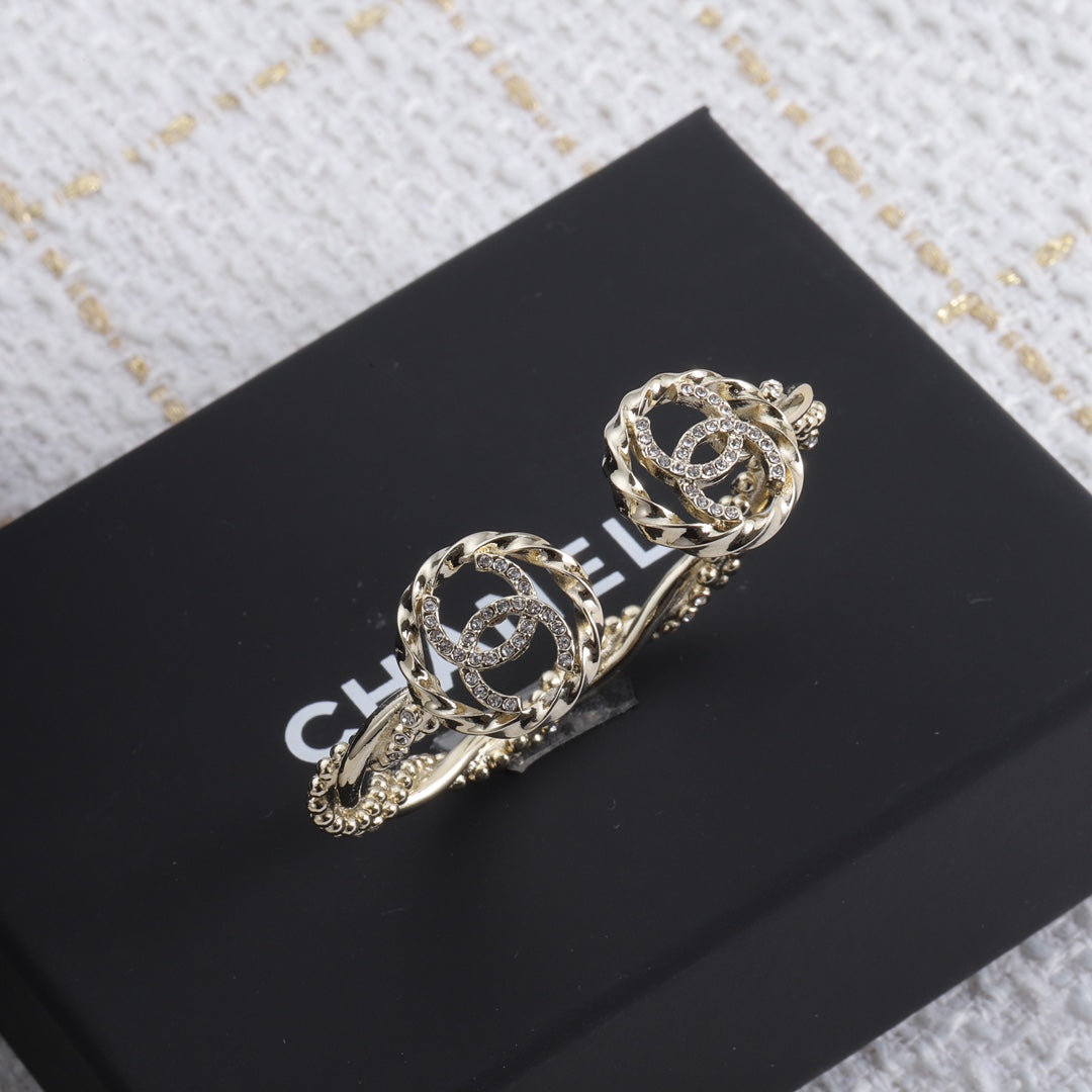 Chanel Double Open 18K Gold Bracelet