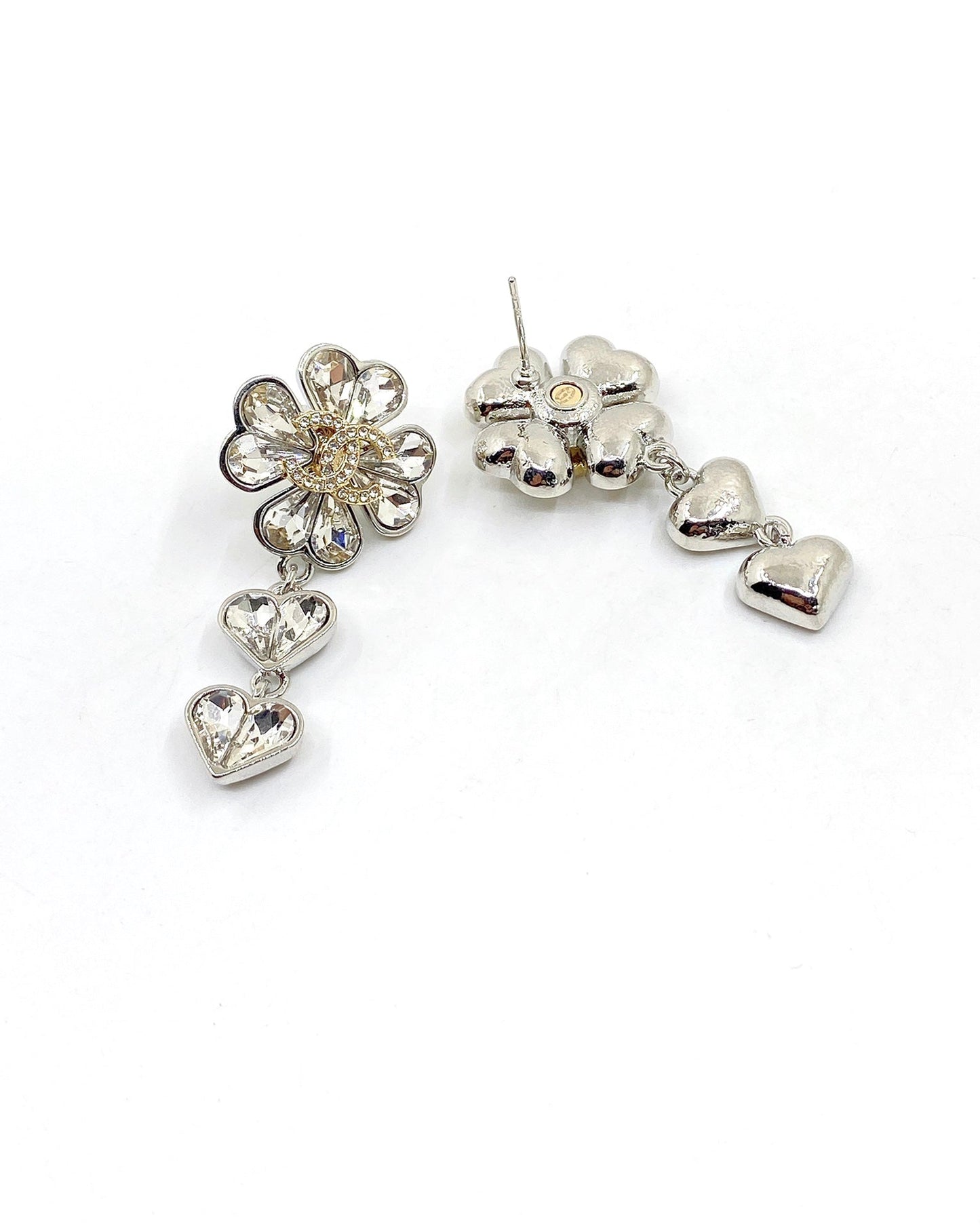 Chanel Crystal Flower 18K Gold Earrings
