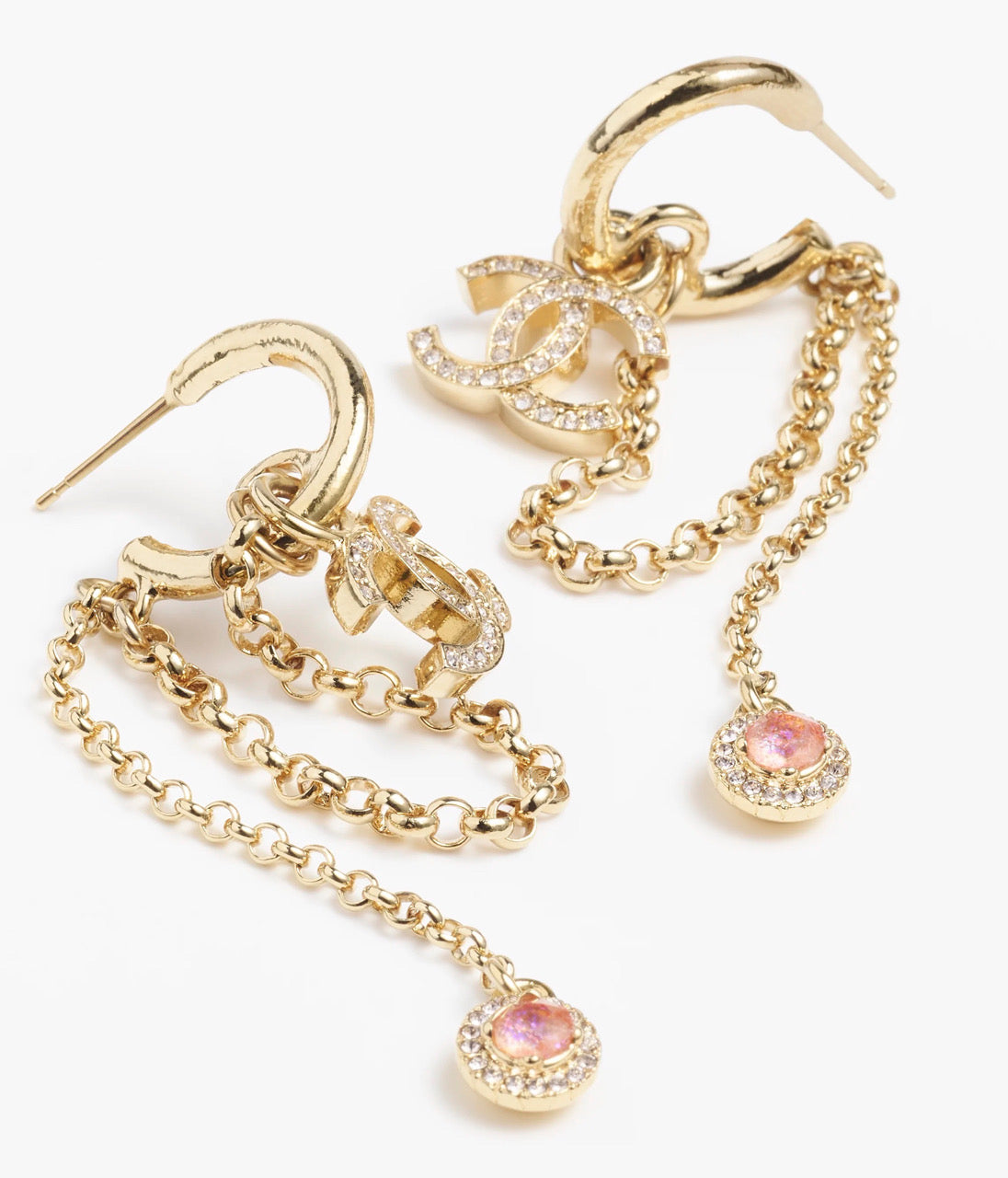 Chanel Tassel Crystals 18K Gold Earrings