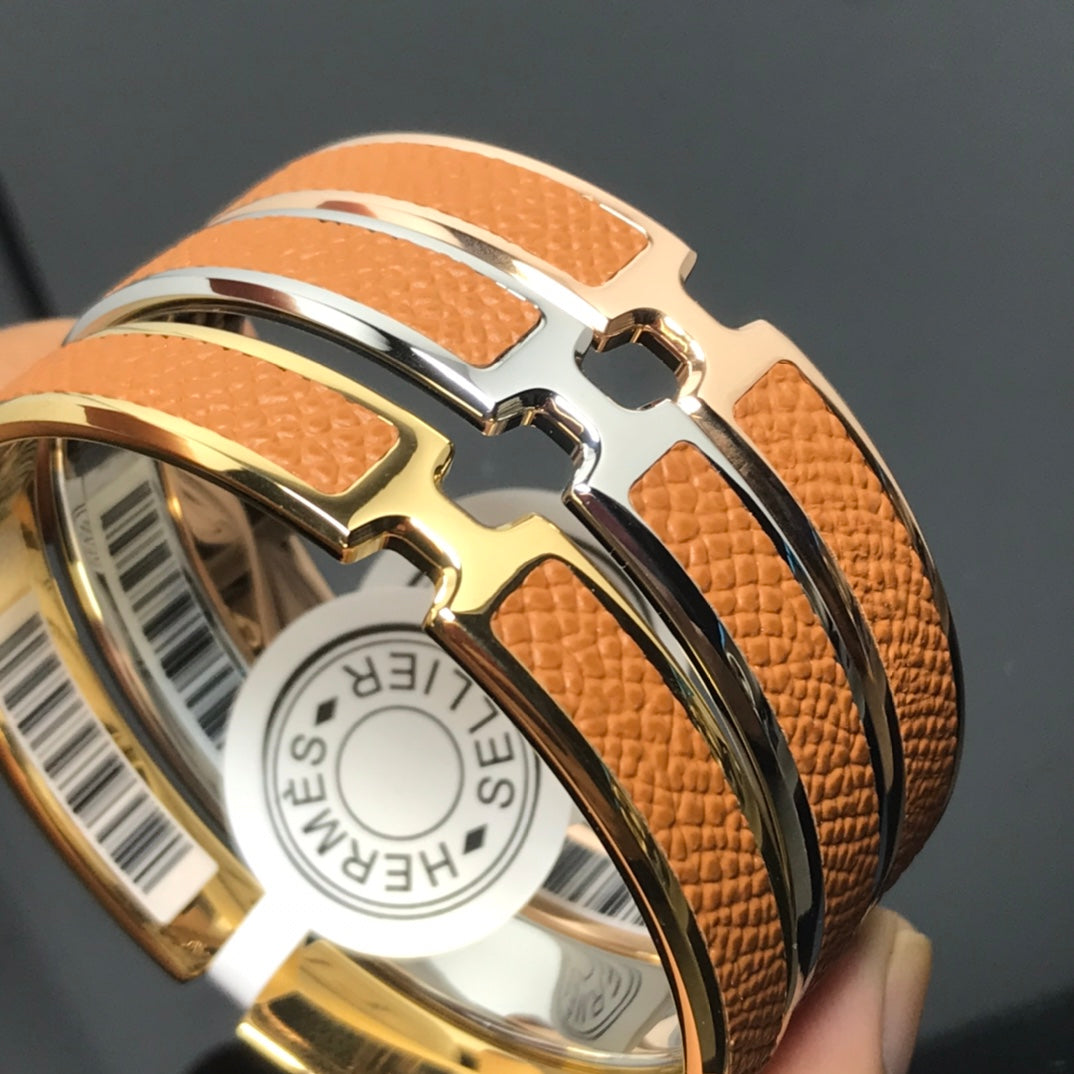 Hermes Olympe Orange 18K Gold Bracelet