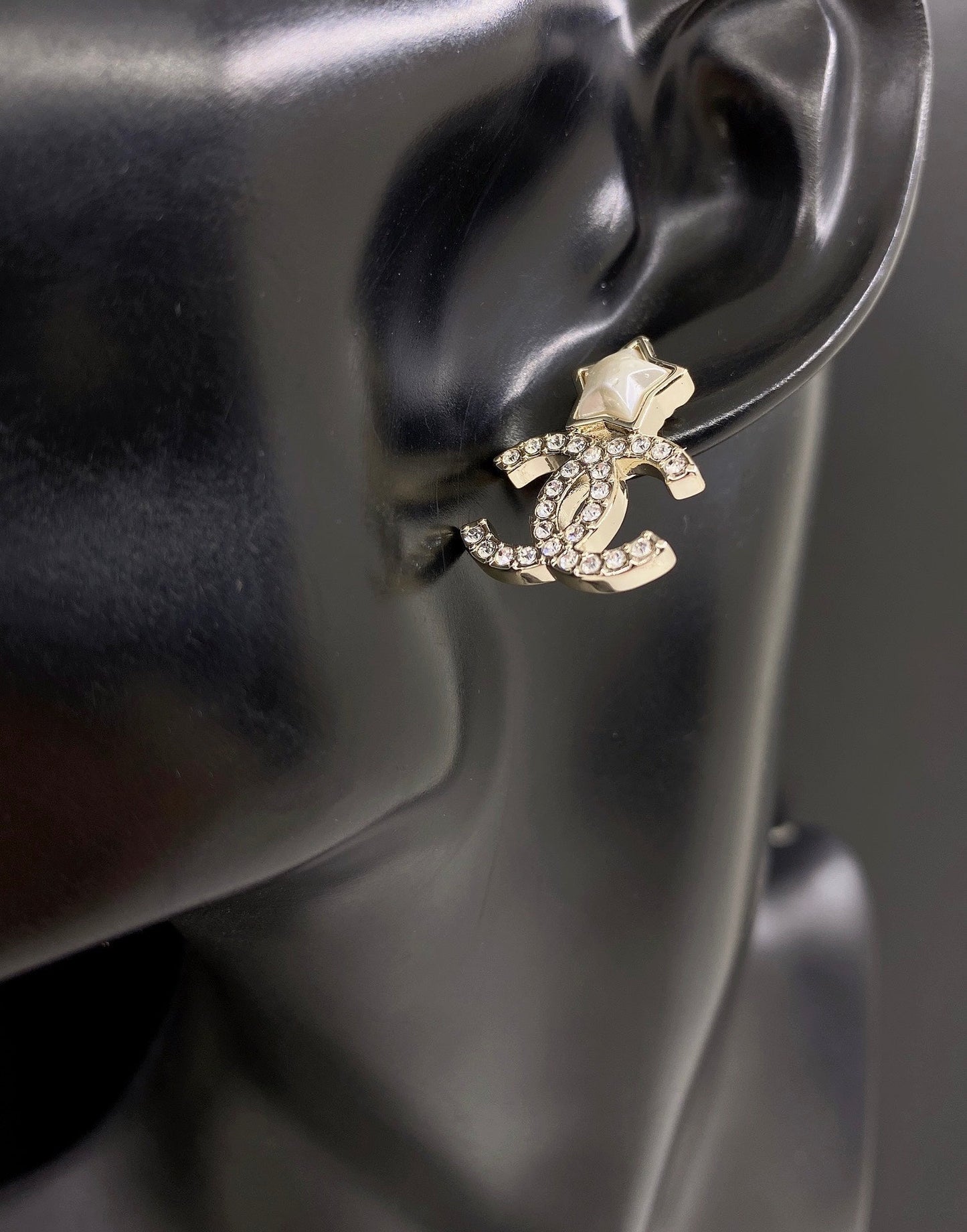 Chanel Star Crystals 18K Gold Earrings
