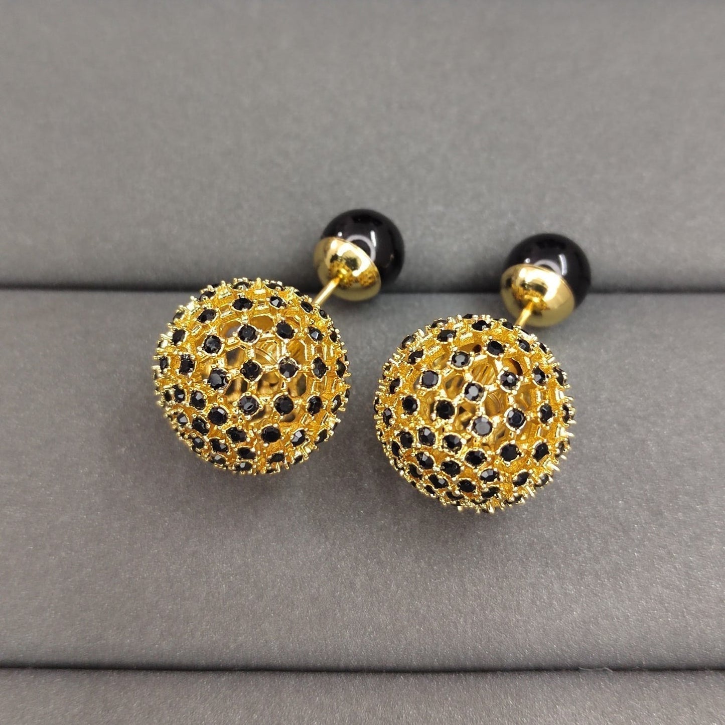 Dior Tribales Black Stone-Effect Resin Pearls 18K Gold Earrings