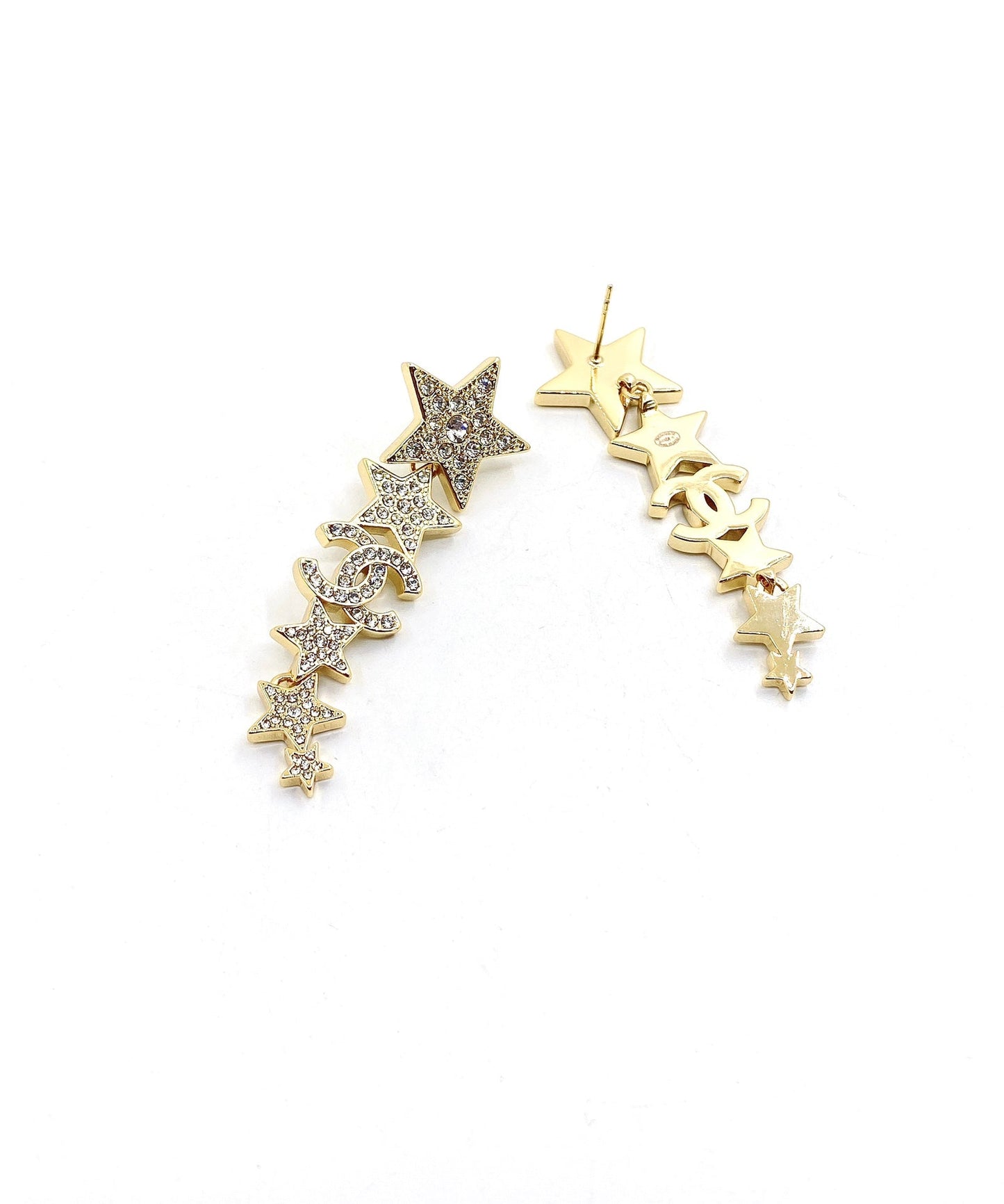 Chanel Star Diamonds Long 18K Gold Earrings