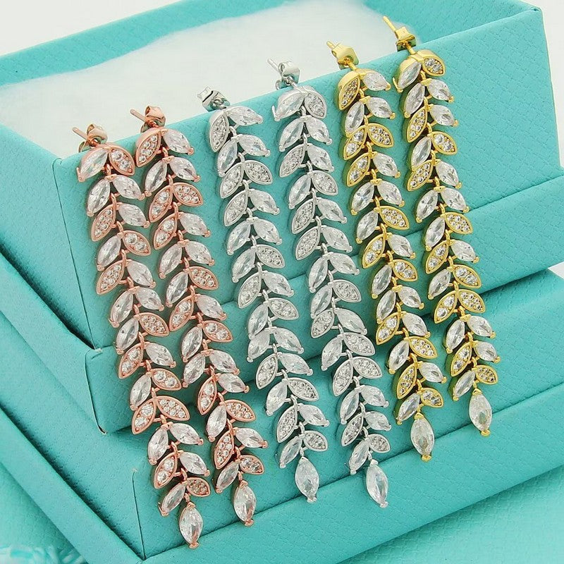 Tiffany Victoria Diamond Vine Drop 18K Gold Earrings
