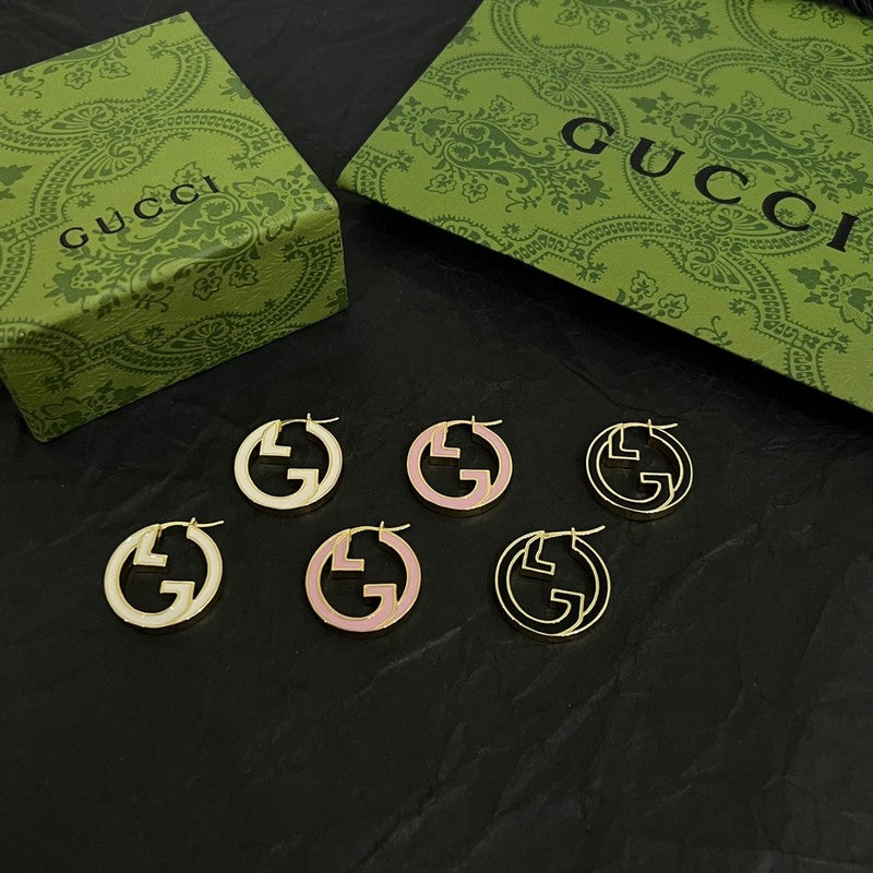 Gucci Double Color Hollow 18K Gold Earrings