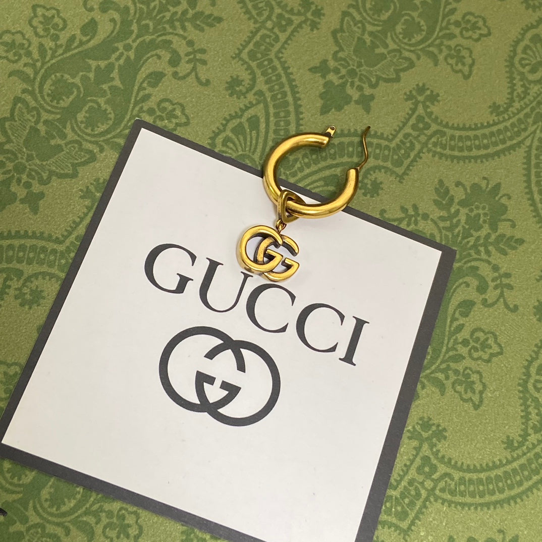 Gucci Double Hollow 18K Gold Earrings