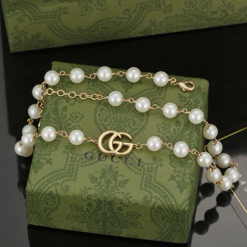 Gucci Double Pearl 18K Gold Necklace