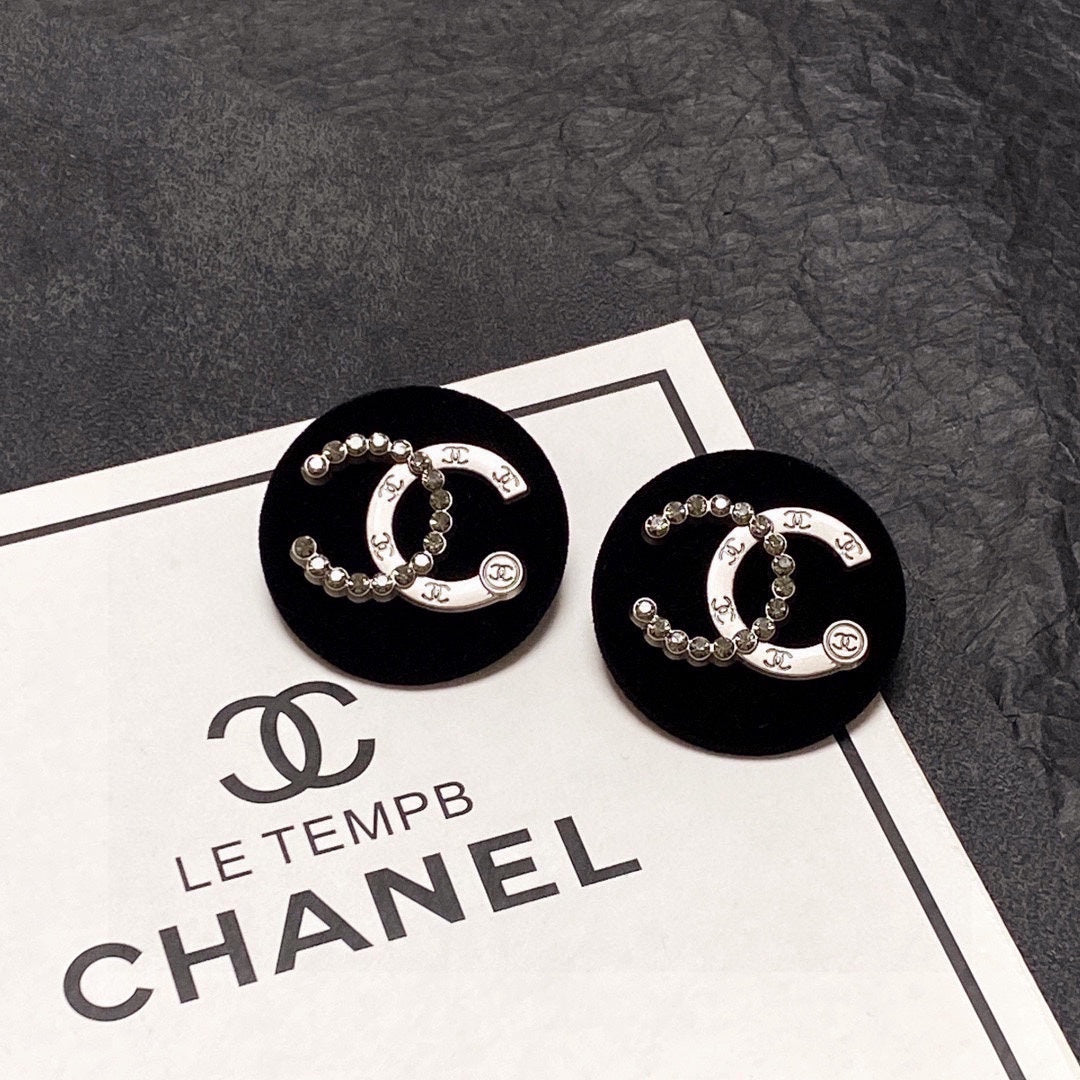 Chanel Black Resin Crystals 18K Gold Earrings