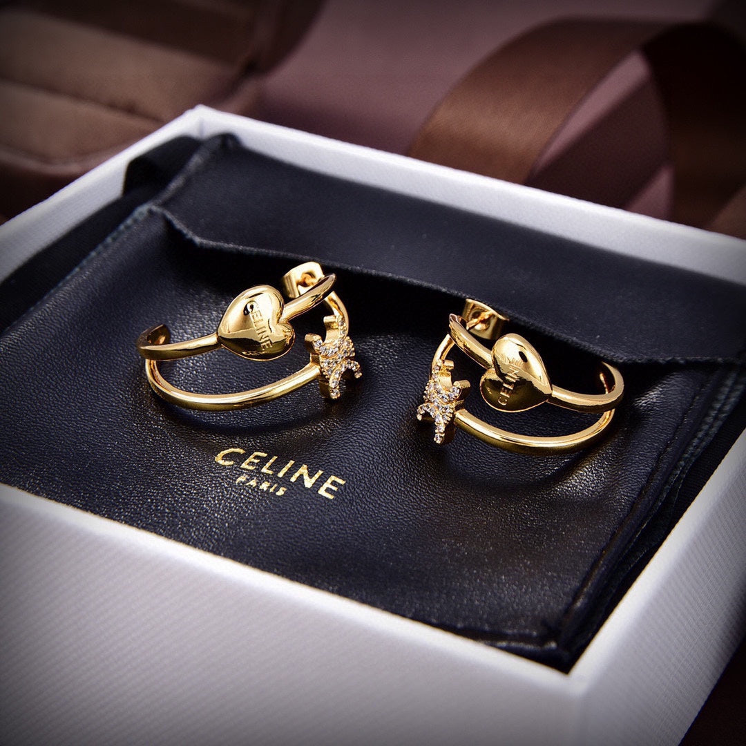 Celine Heart 18K Gold Earrings