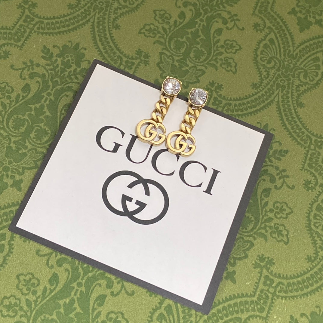 Gucci Double Chain 18K Gold Earrings