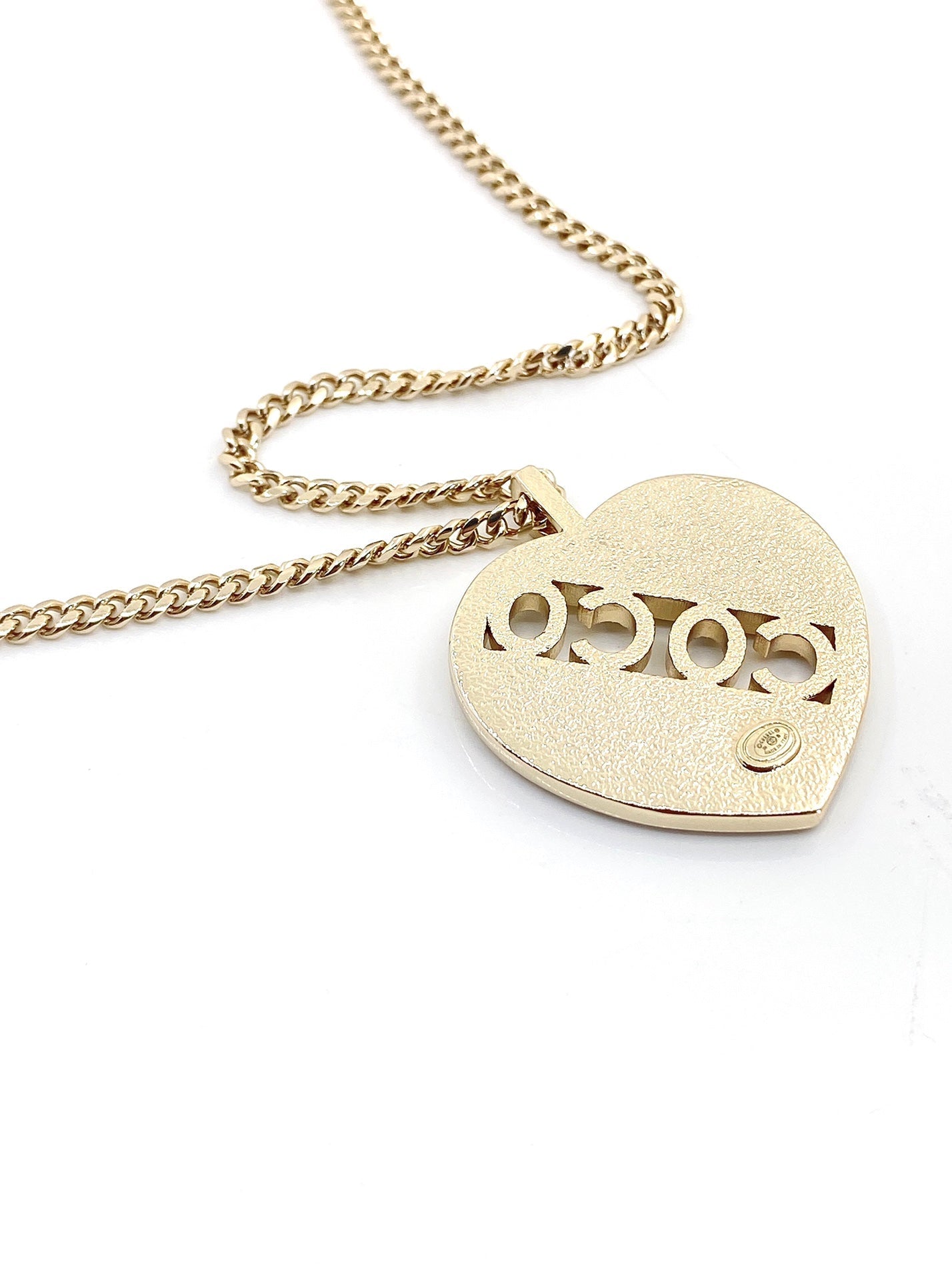 Chanel Heart Diamond Chain 18K Gold Necklace