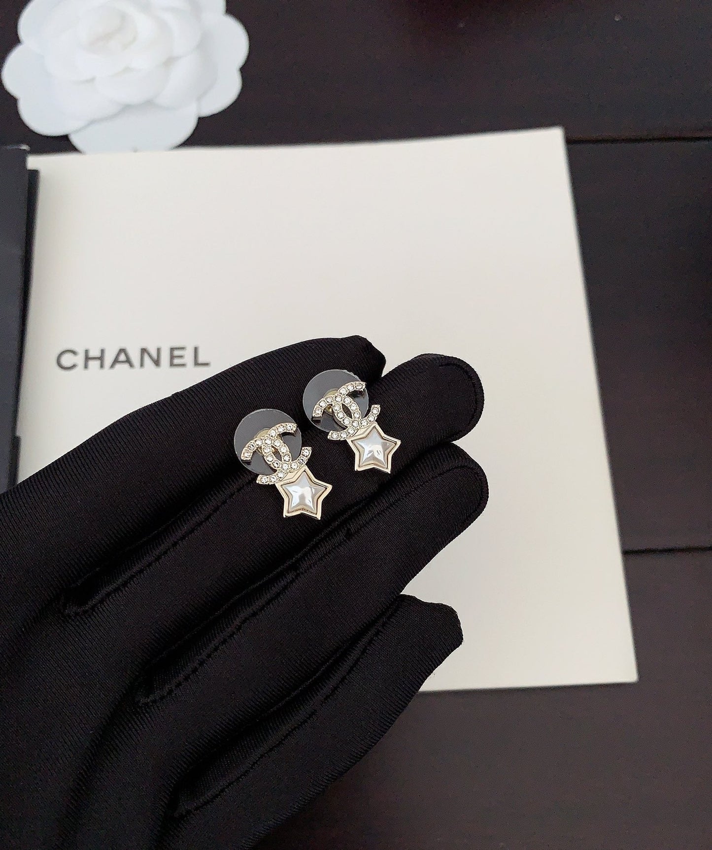 Chanel Star Crystals 18K Gold Earrings