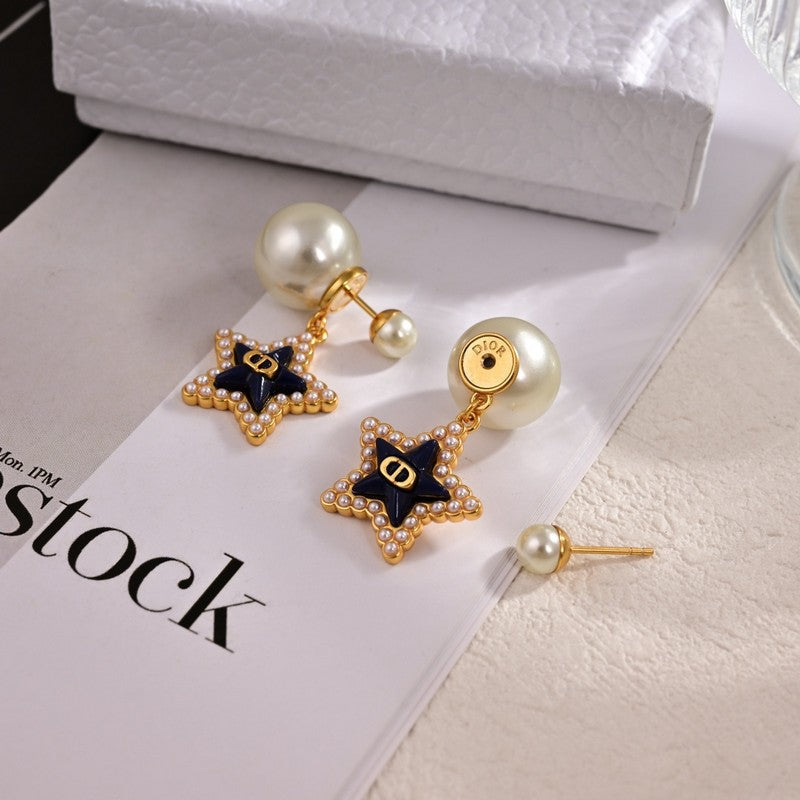 Dior Tribales Star Pearl 18K Gold Earrings