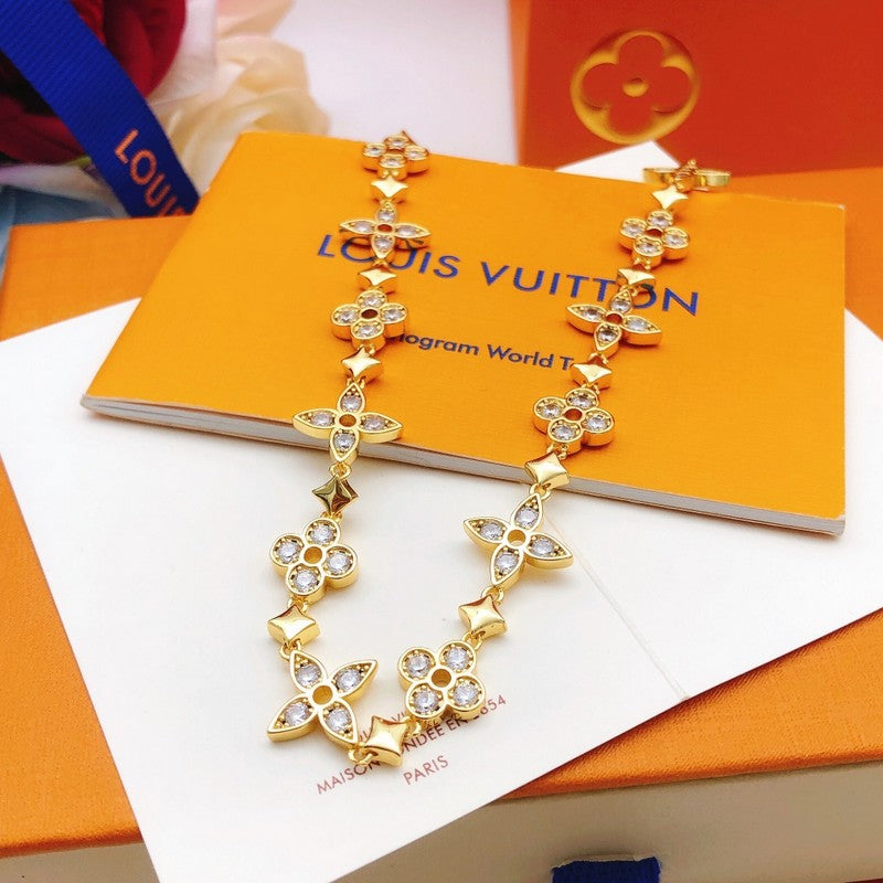 Louis Vuitton Blooming Crystals 18K Gold Necklace