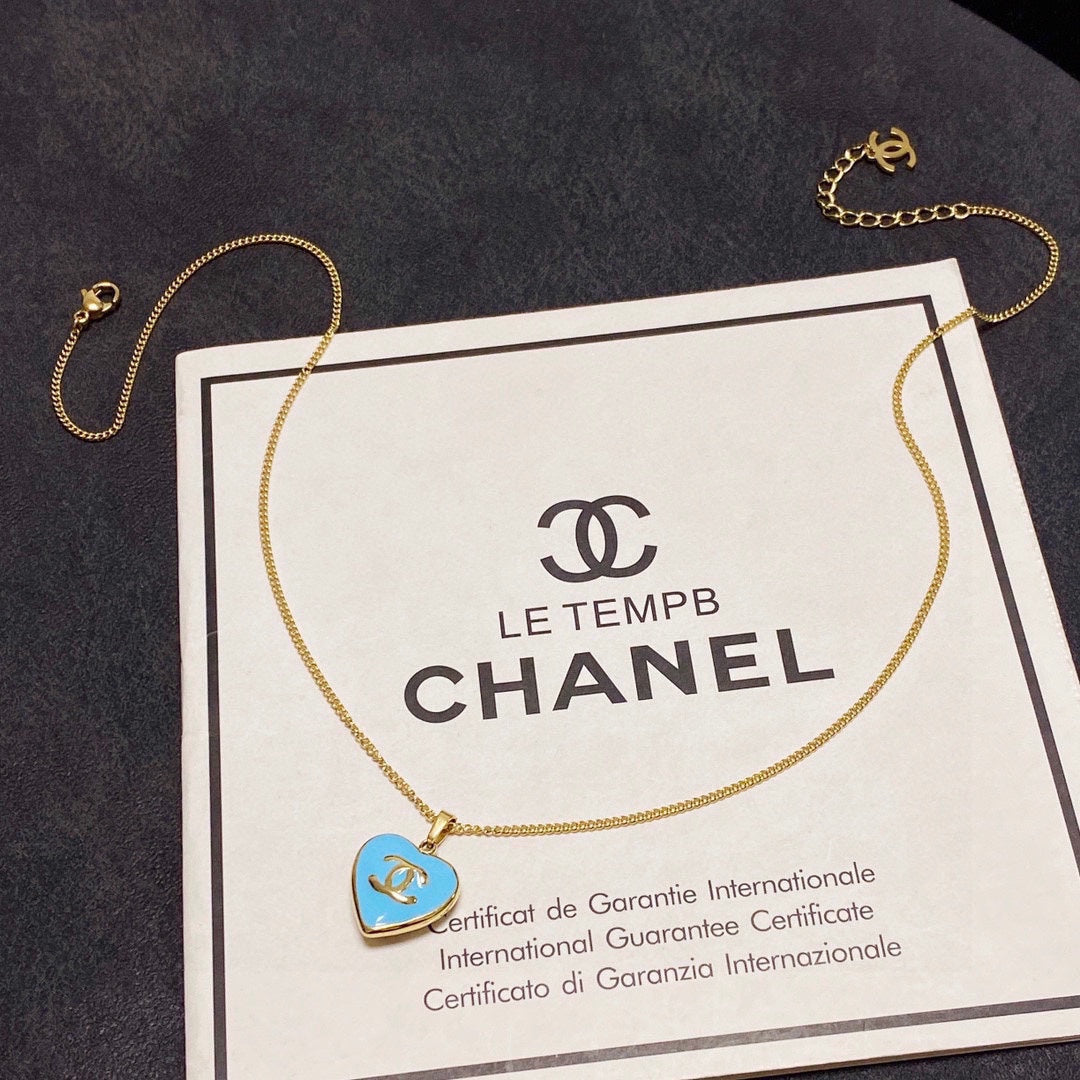 Chanel Blue Heart 18K Gold Necklace