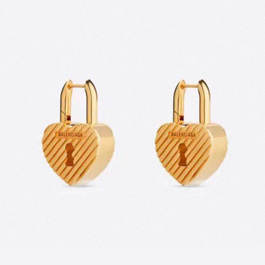 Balenciaga Hear Lock 18K Gold Earrings