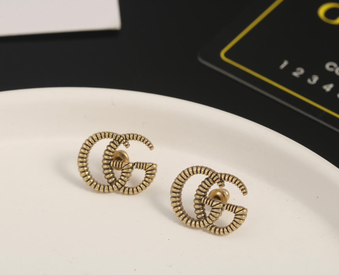 Gucci Double 18K Gold Earrings