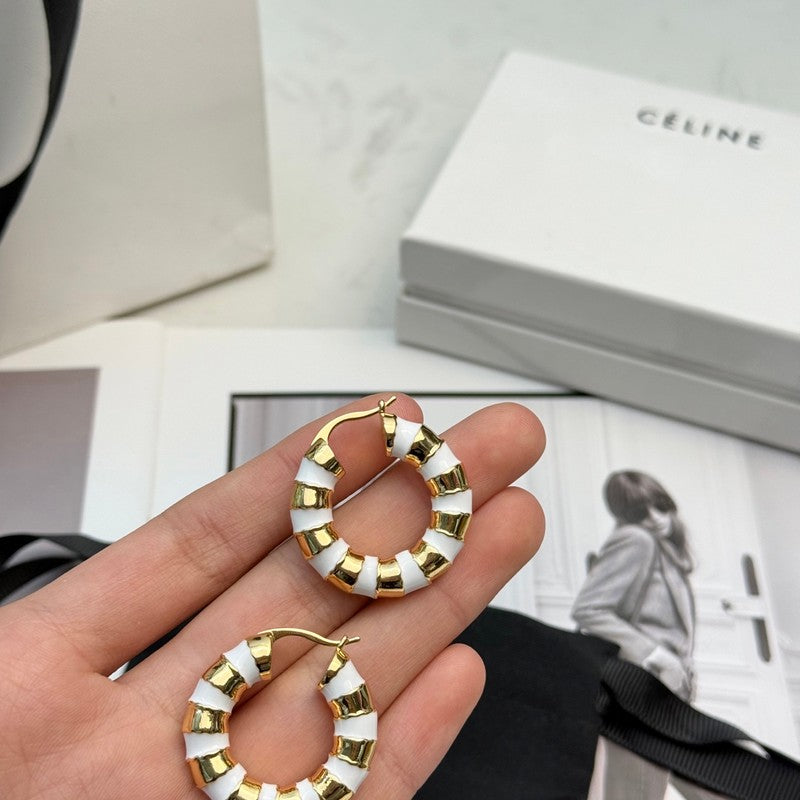 Celine Pearl Round Gold 18K Gold Earrings