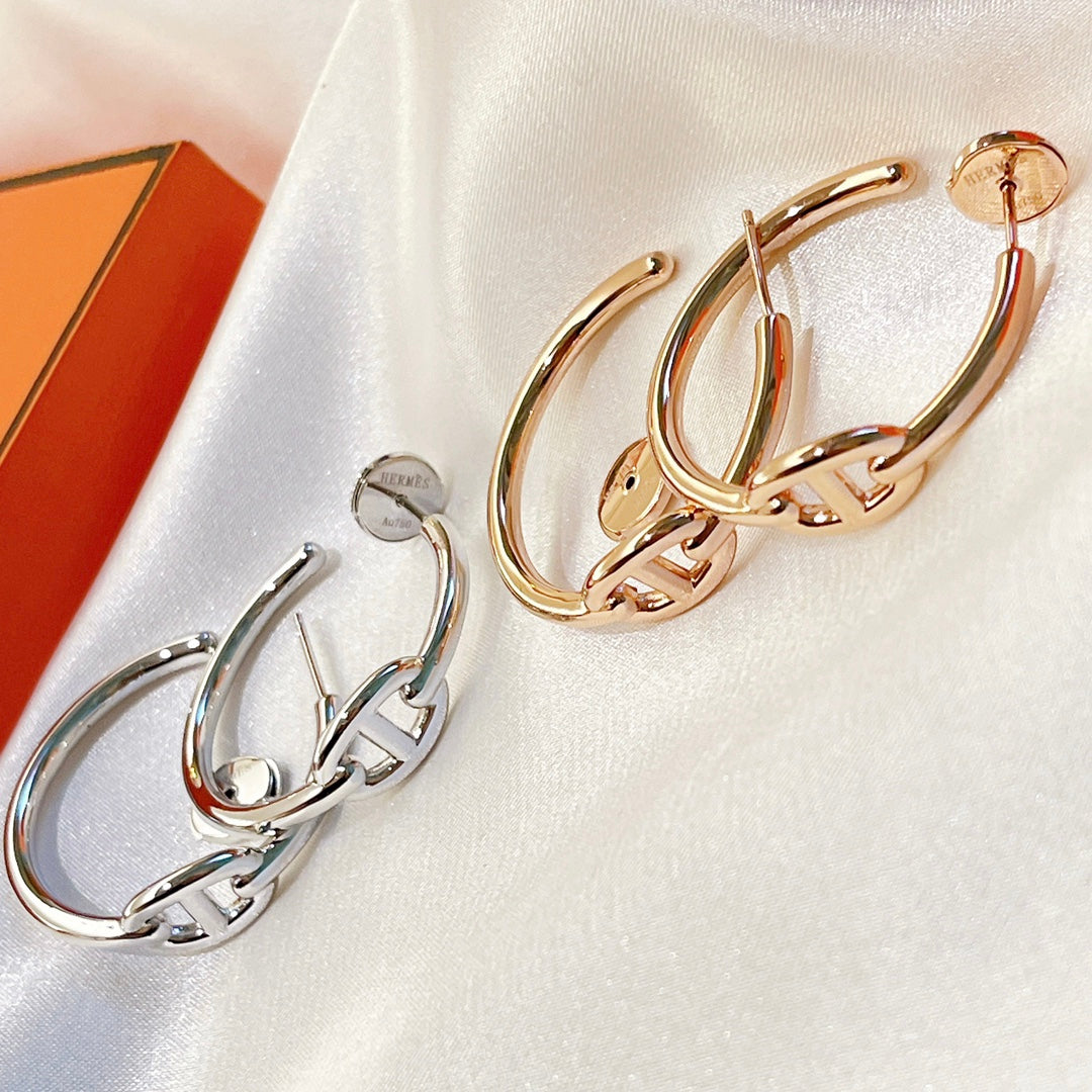 Hermes Chaine D'Ancre 18K Gold Earrings