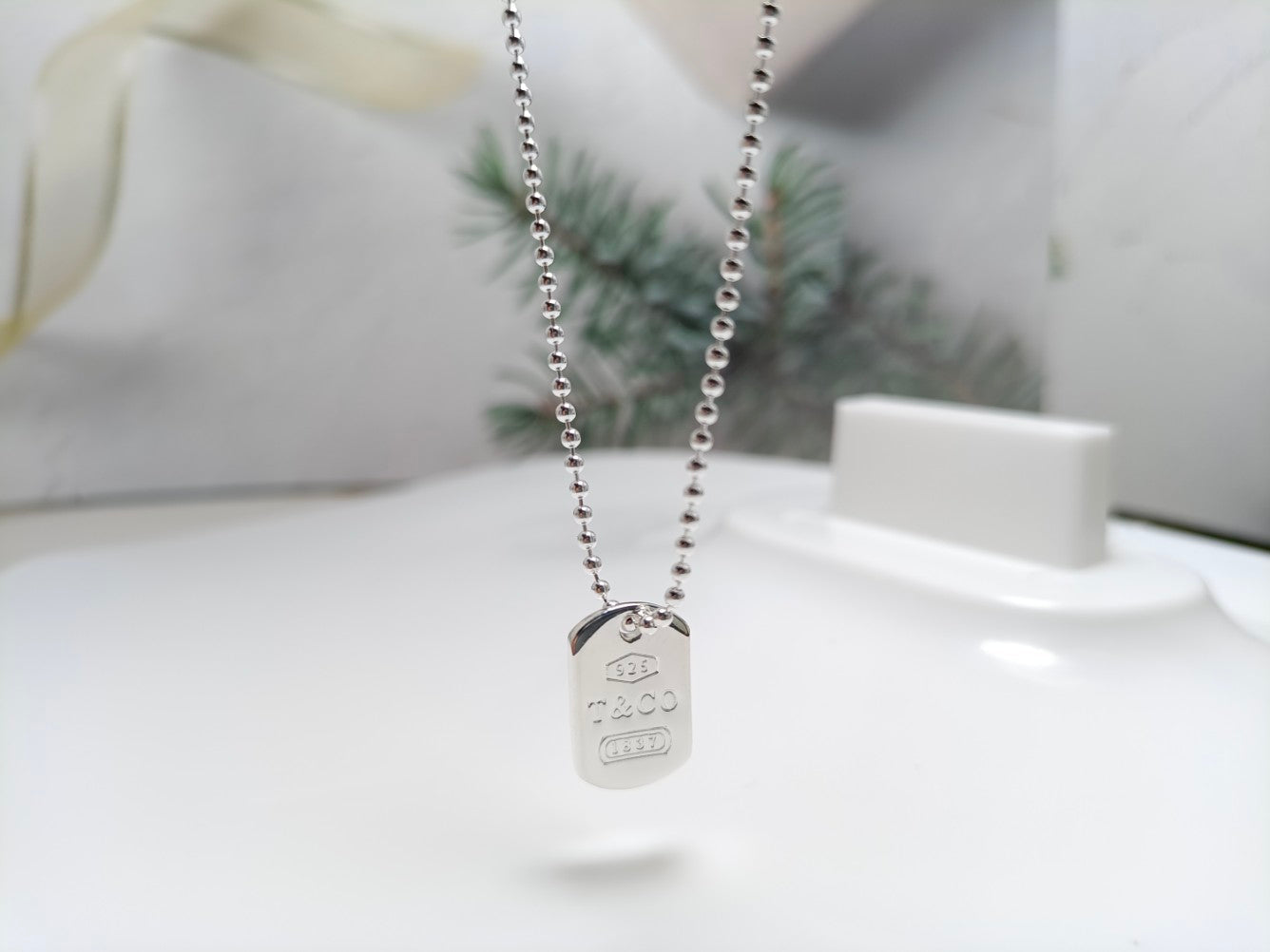 Tiffany 1837 Tag Pendant 18K Gold Necklace