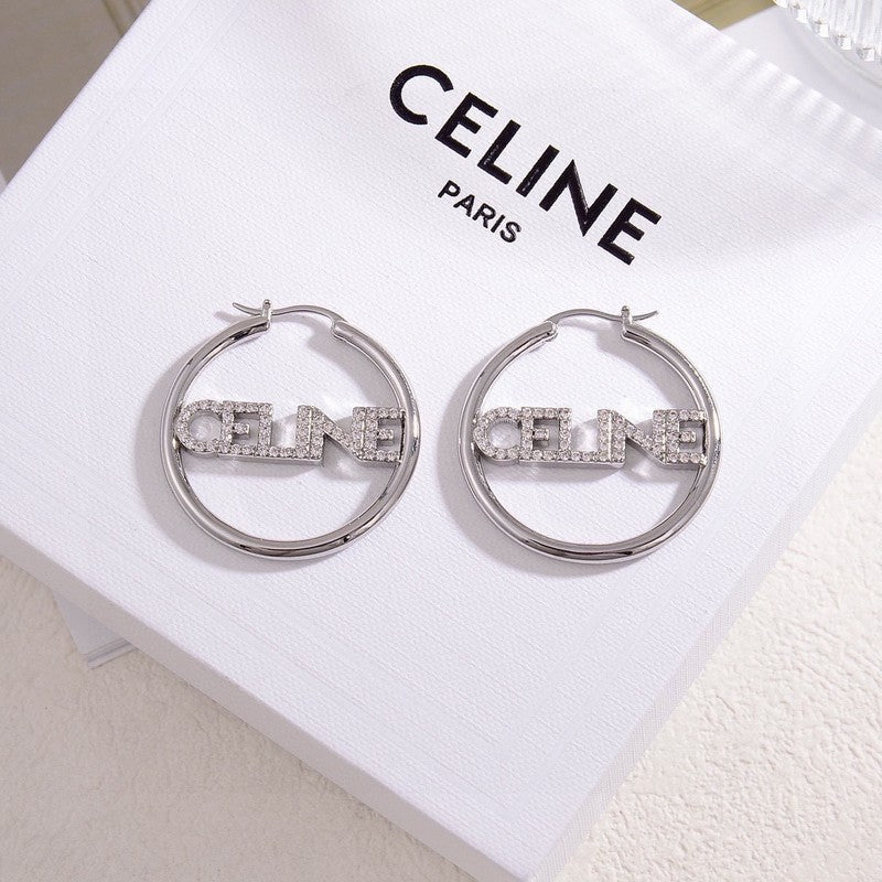 Celine Celine Diamond 18K Gold Earrings