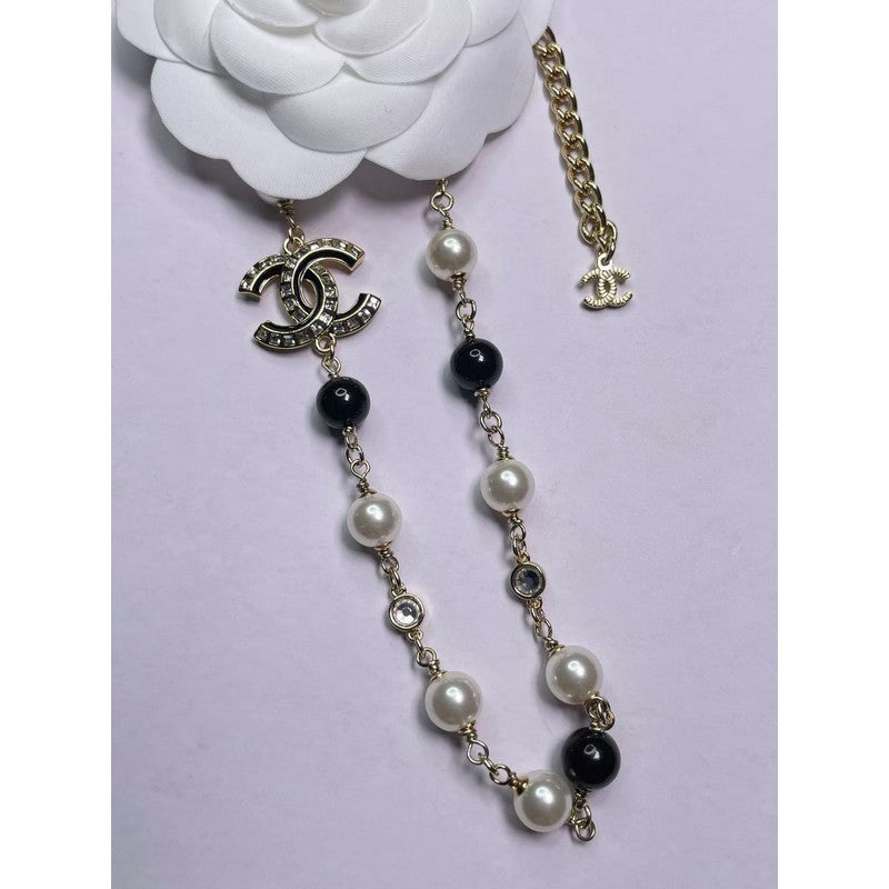 Chanel Black & White Pearls 18K Gold Necklace