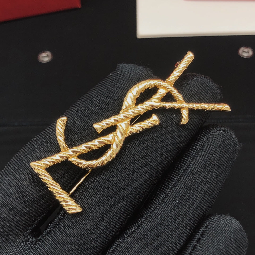 YSL Gold 18K Gold Brooch