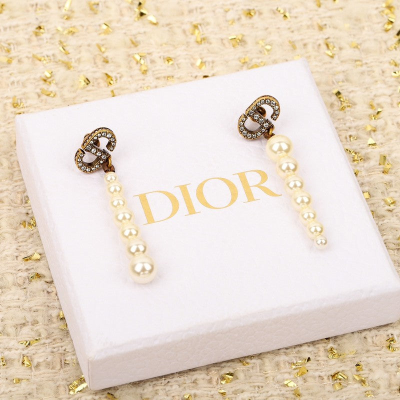 Dior Long Pearls 18K Gold Earrings