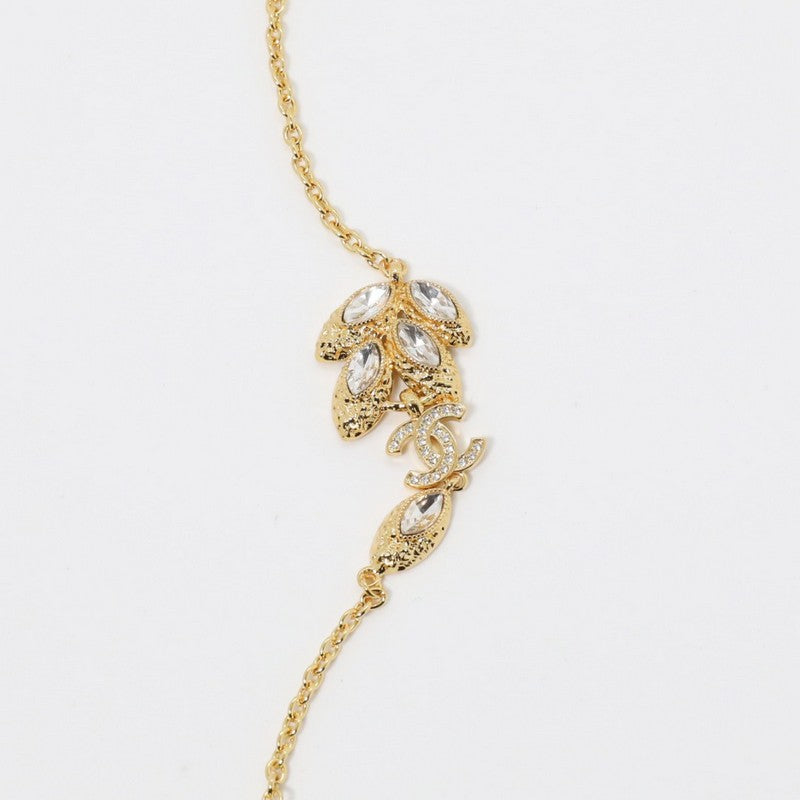 Chanel Vintage Crystal Long 18K Gold Necklace