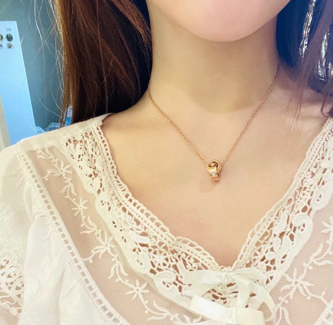 Bvlgari Two Rings 18K Gold Necklace