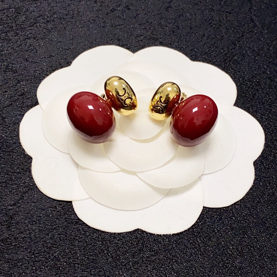 Celine Red 18K Gold Earrings