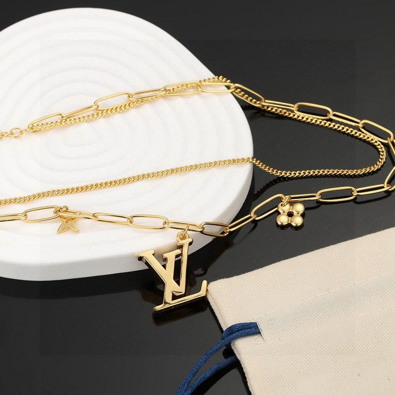 Louis Vuitton Pink Crystal 18K Gold Necklace