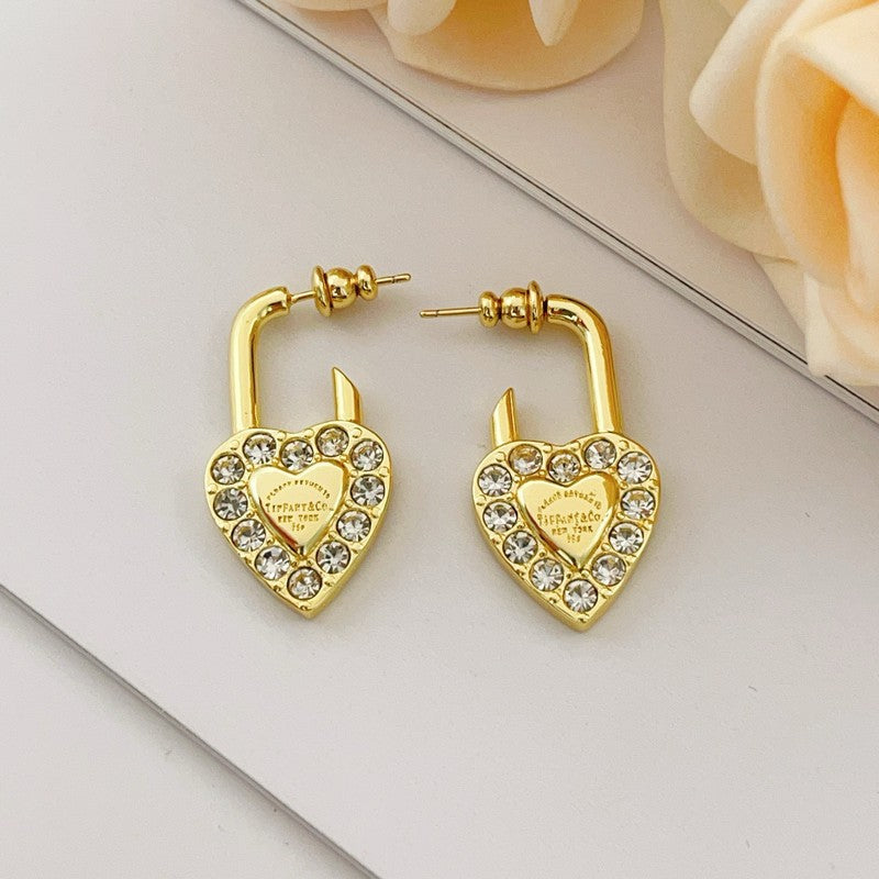 Tiffany Diamond Heart 18K Gold Earrings