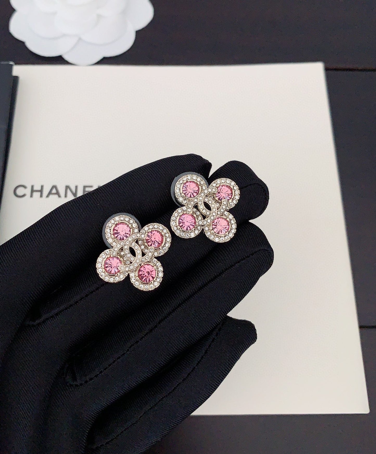 Chanel Pink Diamonds 18K Gold Earrings