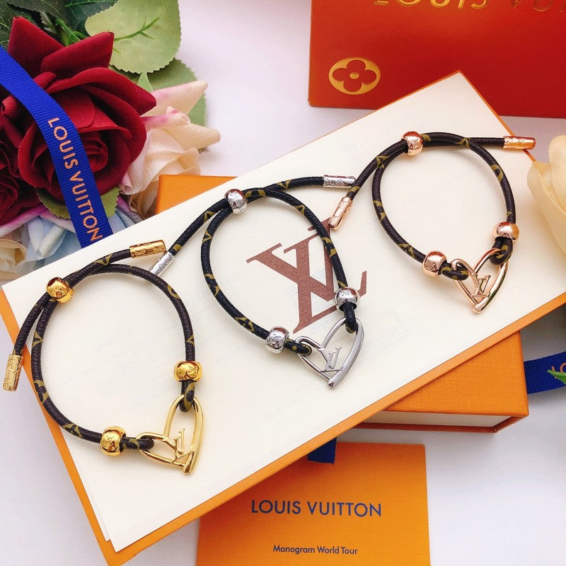 Louis Vuitton Heart Charm 18K Gold Bracelet