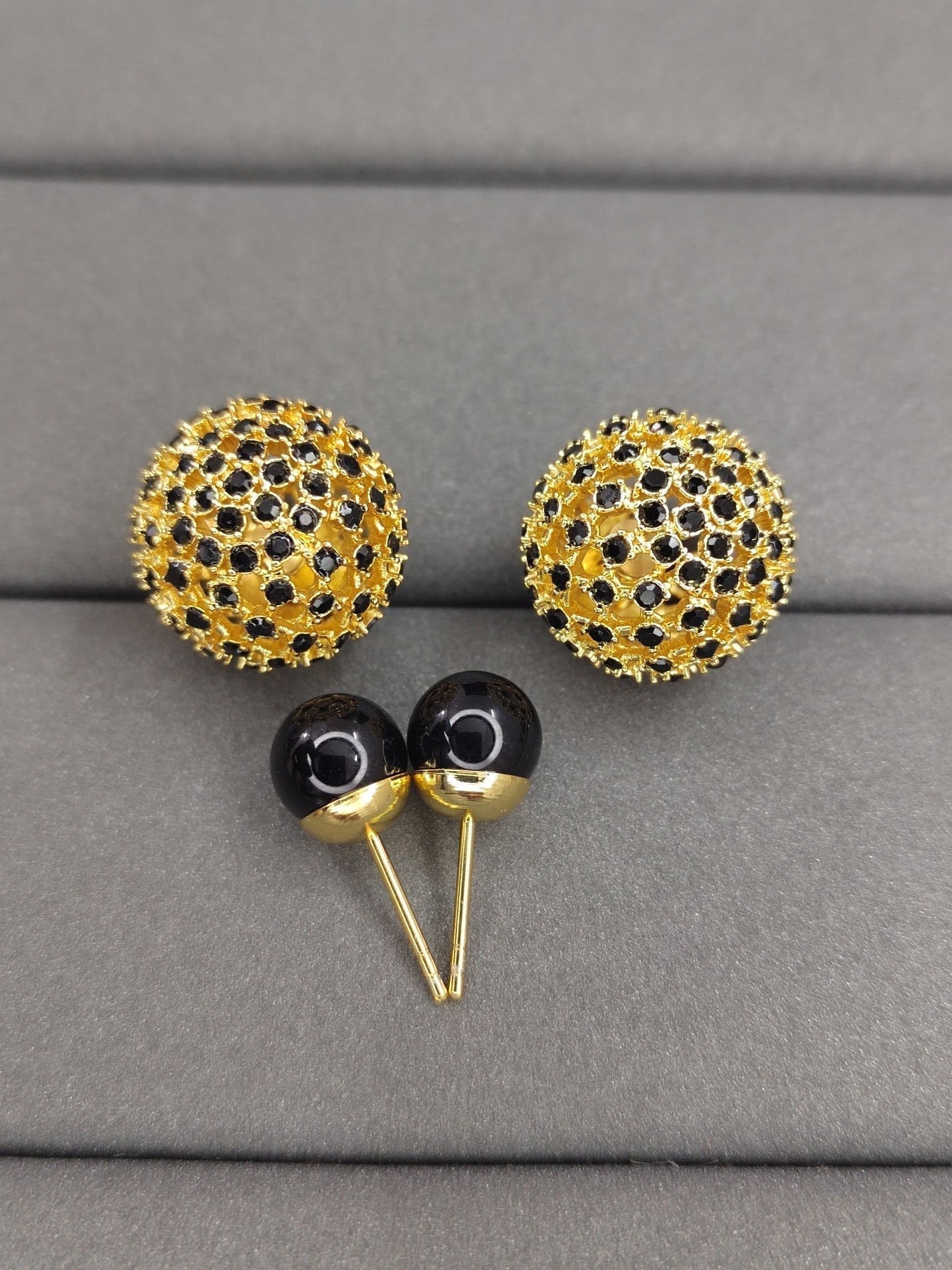 Dior Tribales Black Stone-Effect Resin Pearls 18K Gold Earrings