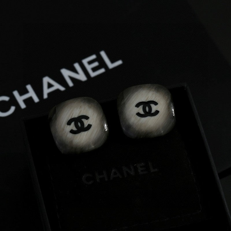 Chanel Black Square 18K Gold Earrings